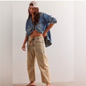 We the Free Low Slung Moxie Pull On Barrel Jeans